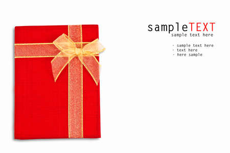 Red notebook isolated on white backgroundの写真素材