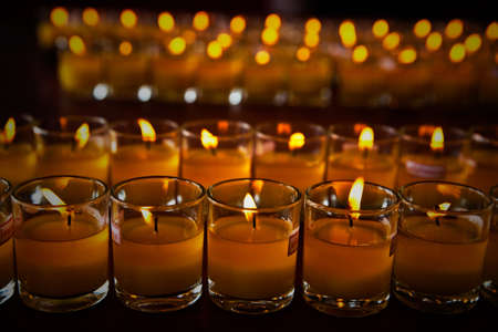 Pattern of candle light in glassの写真素材