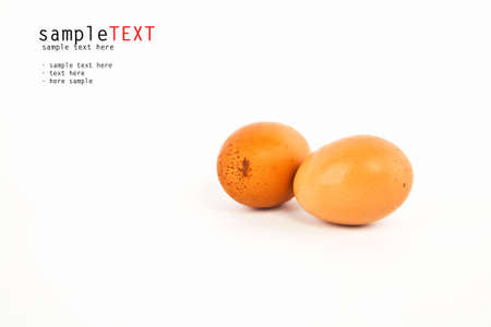 Couple eggs isolated on white backgroundの写真素材