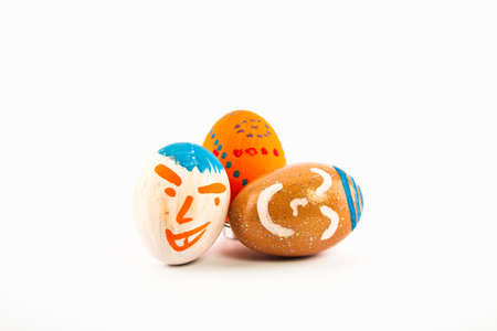 Easter eggs isolated on white background の写真素材