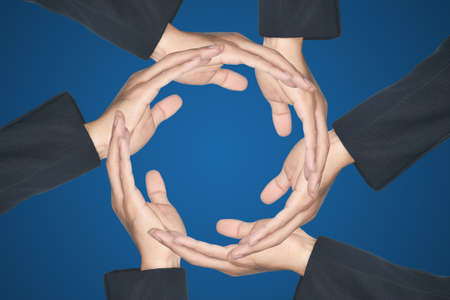 Business man's hands made circleの写真素材