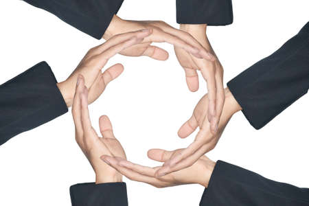 Hands made circle on white background の写真素材