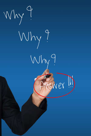 Hand drawing red circle around answer wordの写真素材