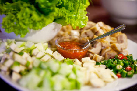 Vegetables in white dishの写真素材