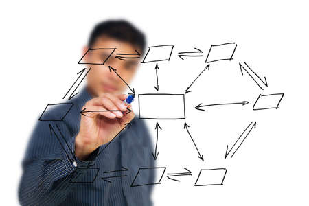 Man writing blank organization networkの写真素材