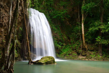 Erawan, beautiful waterfall in Thailandの写真素材
