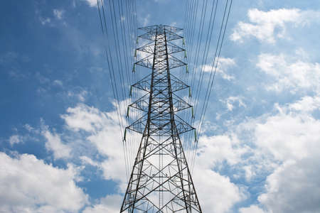 Electrical tower on the cloud blue sky