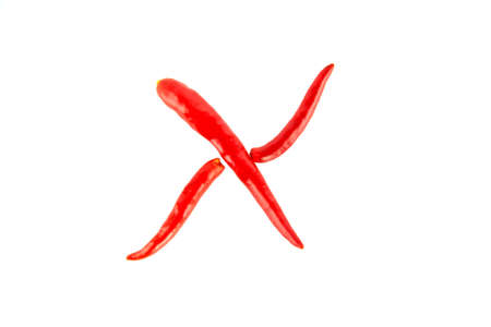 Red chilli X-Alphabet isolate on whiteの写真素材