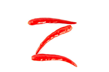 Red chilli Z-Alphabet isolate on whiteの写真素材