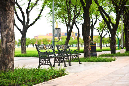 Steel bench in central park of Thailandのeditorial素材