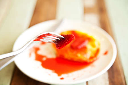 Strawberry pan cake sweet foodの写真素材