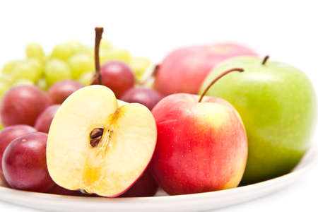 Apple fruit closeup, isolate on white backgroundの写真素材
