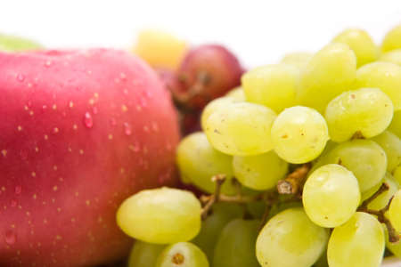 Apple and grape fruits closeupの写真素材