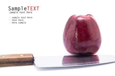Apple fruit and knife, isolate on whiteの写真素材