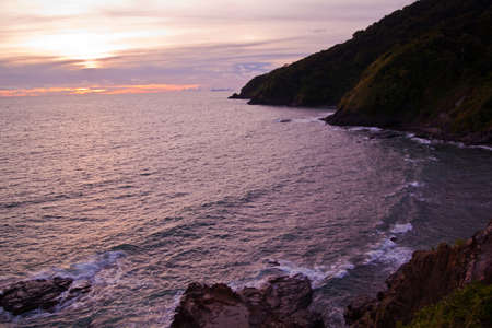 Sunset on the sea beach, Thailandの写真素材