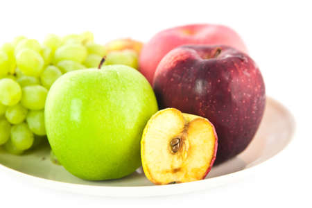 Apple fruit and grape, isolate on white backgroundの写真素材