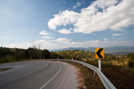 Mountain Road and cloud skyの写真素材