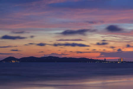 Sea beach at sunset twilightの写真素材