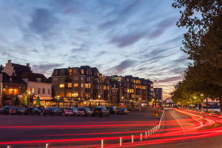 Nijmegen cityscape at dusk twilightの写真素材