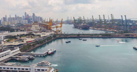 Bird eye view of authority port of Singaporeの写真素材