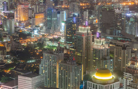 Cityscape of Bangkok skyline at night, Thailand