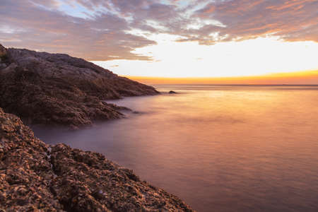 Beautiful sunset twilight at Promthep cape view point, Phuket, Thailandの写真素材