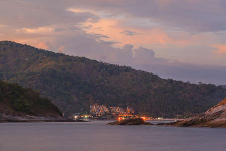 Beautiful sunset twilight at Promthep cape view point, Phuket, Thailandの写真素材