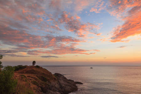 Beautiful sunset twilight at Promthep cape view point, Phuket, Thailandの写真素材