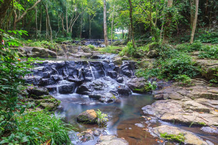 Beatiful of waterfall in national green forest backgroundの写真素材