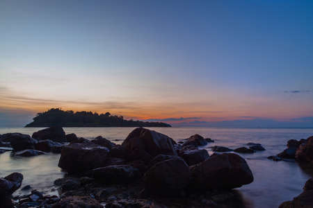 Tropical sea beach at Koh Chang island during sunset,Thailand.の写真素材