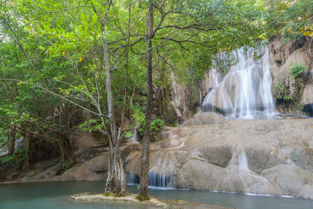 Beautiful landscape of tropical Saiyok waterfall in Kanchanaburi, Thailandの写真素材