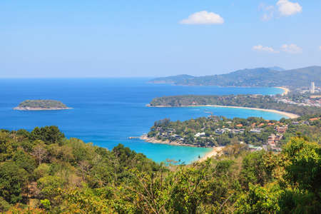 Kata and Karon beaches from view point at Phuket, Thailandの写真素材