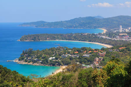 Kata and Karon beaches from view point at Phuket, Thailandの写真素材