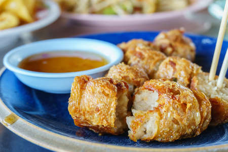 Traditional local chinese food of Deep Fried Crab Meat Rollsの写真素材