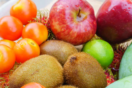 Mixed of tropical fruits close up, healthy concept.の写真素材