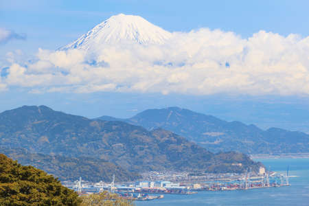 Landscape of mount Fuji with blue sky background at Shizuoka prefecture, Japanの写真素材