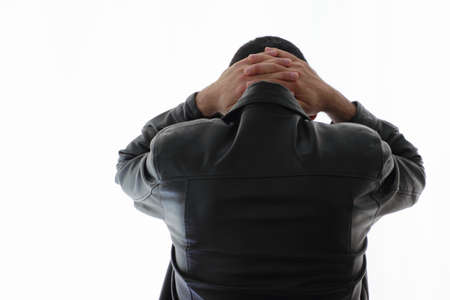  the man guilty of desperation, regret and sorrowの写真素材