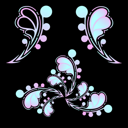 Clip art Blue and pink Abstract fantasy leaf shapeのイラスト素材