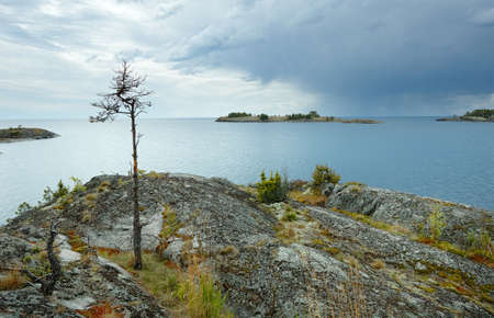 Landscape with clouds. Lake Ladogaの写真素材