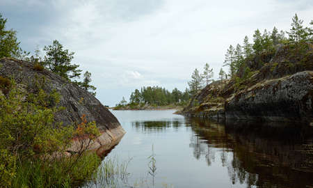 Stone shores. Lake Ladogaの写真素材