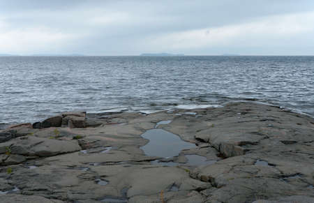 Stone beach. Lake Ladogaの写真素材