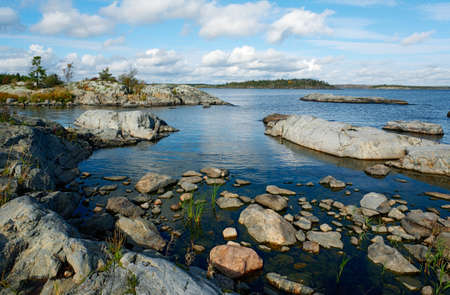 Stone beach. Lake Ladogaの写真素材
