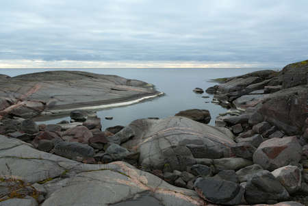 Stone beach. Lake Ladoga