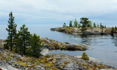 Stone beach. Lake Ladogaの写真素材