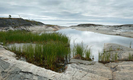 Stone shores. Lake Ladogaの写真素材