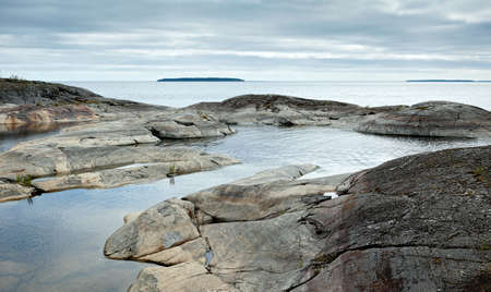 Stone shores. Lake Ladogaの写真素材