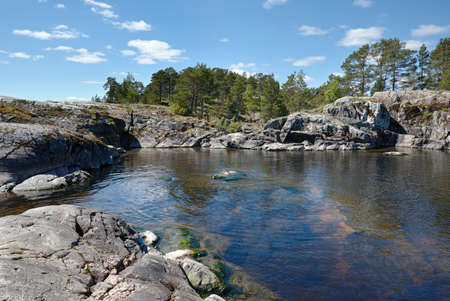 Stone beach. Karelia, Lake Ladogaの写真素材