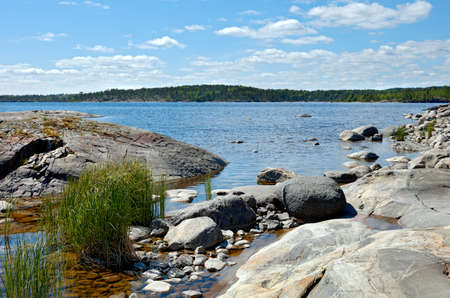 Stone beach. Karelia, Lake Ladogaの写真素材