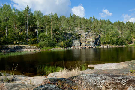 Stone beach. Karelia, Lake Ladogaの写真素材