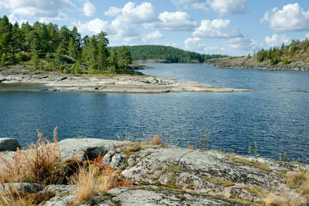 Stone beach. Karelia, Lake Ladogaの写真素材